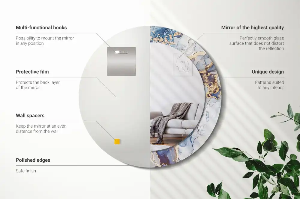 Okrúhle zrkadlo rám s potlačou Abstraktné umenie