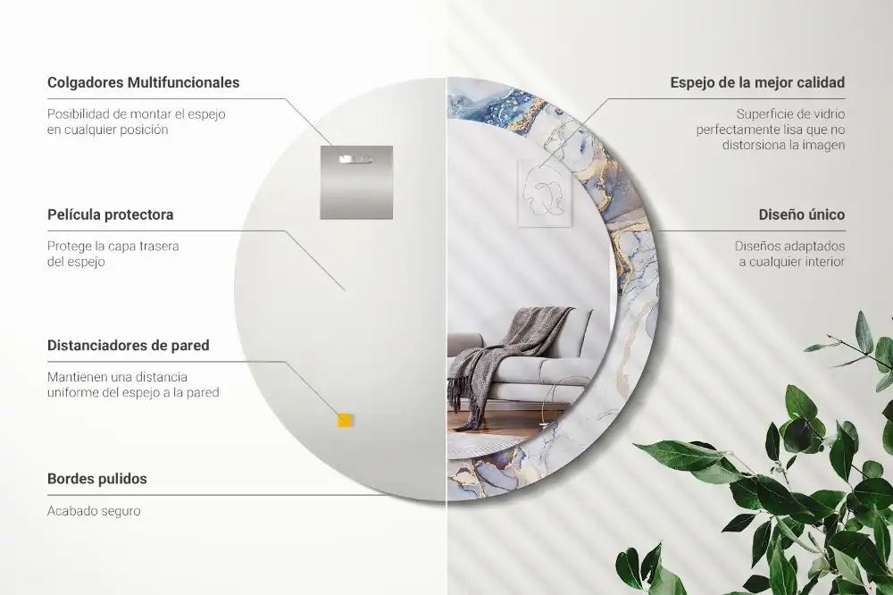 Okrúhle zrkadlo rám s potlačou Abstraktné umenie