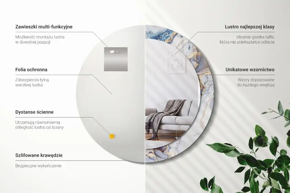 Okrúhle zrkadlo rám s potlačou Abstraktné umenie