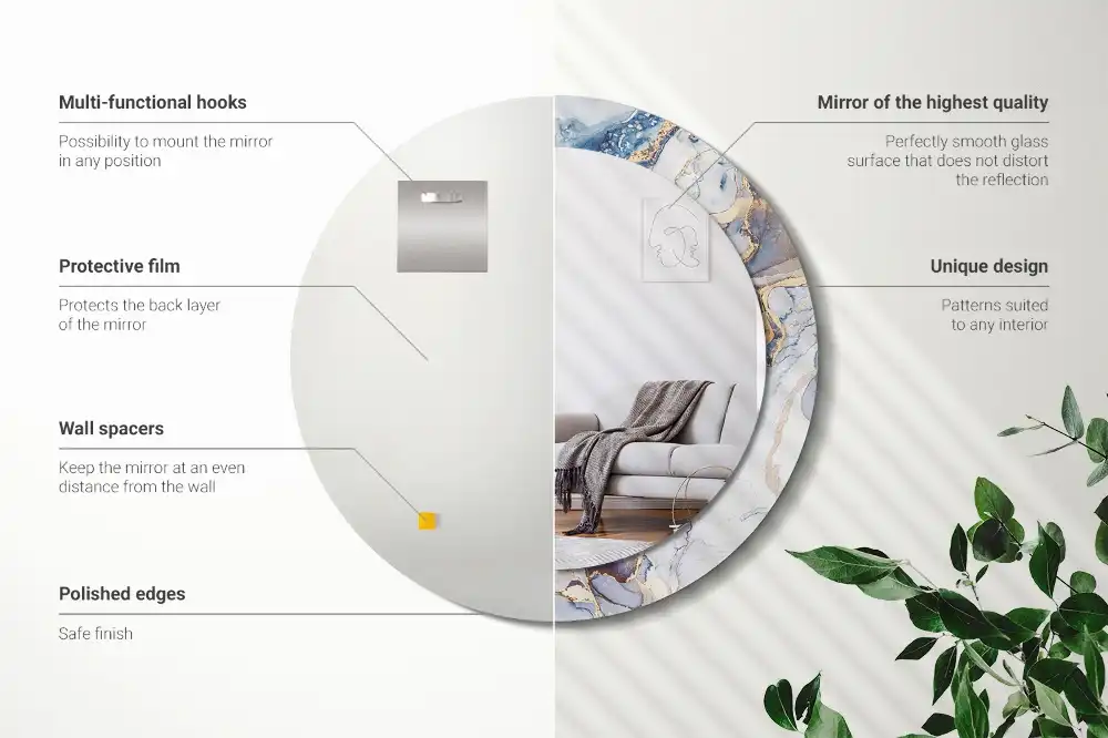 Okrúhle zrkadlo rám s potlačou Abstraktné umenie