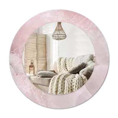 Okrúhle zrkadlo rám s potlačou Ružový kameň