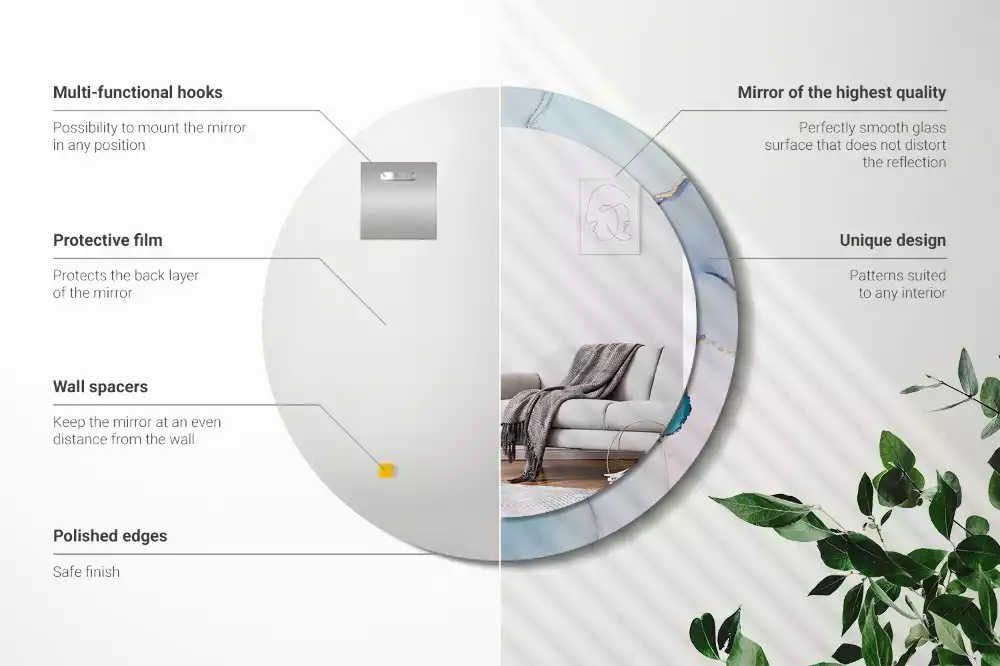 Okrúhle zrkadlo rám s potlačou Abstraktná tekutina