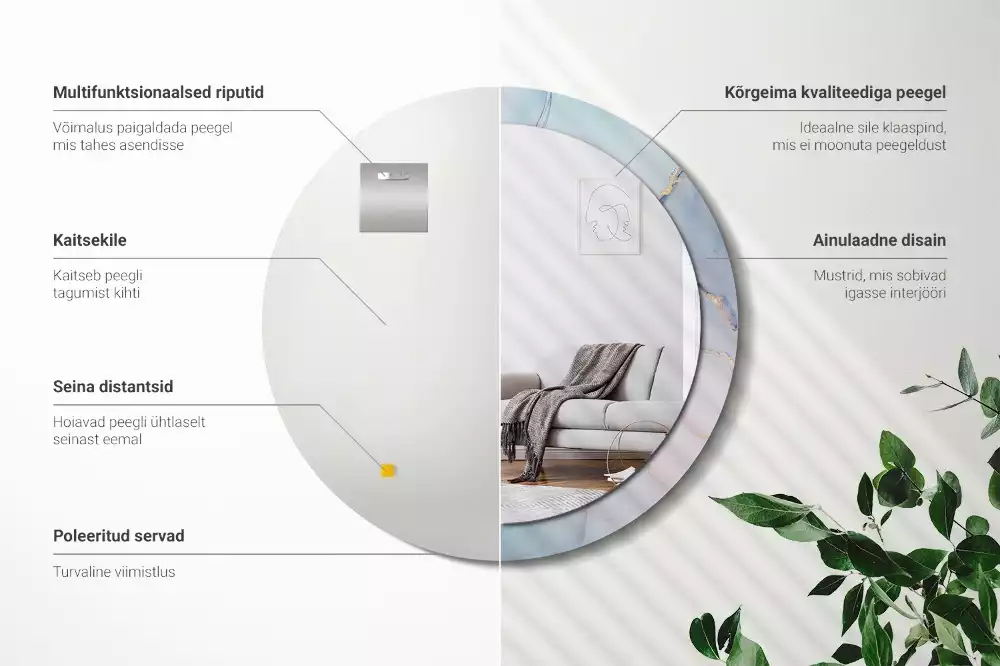 Okrúhle zrkadlo rám s potlačou Abstraktná tekutina