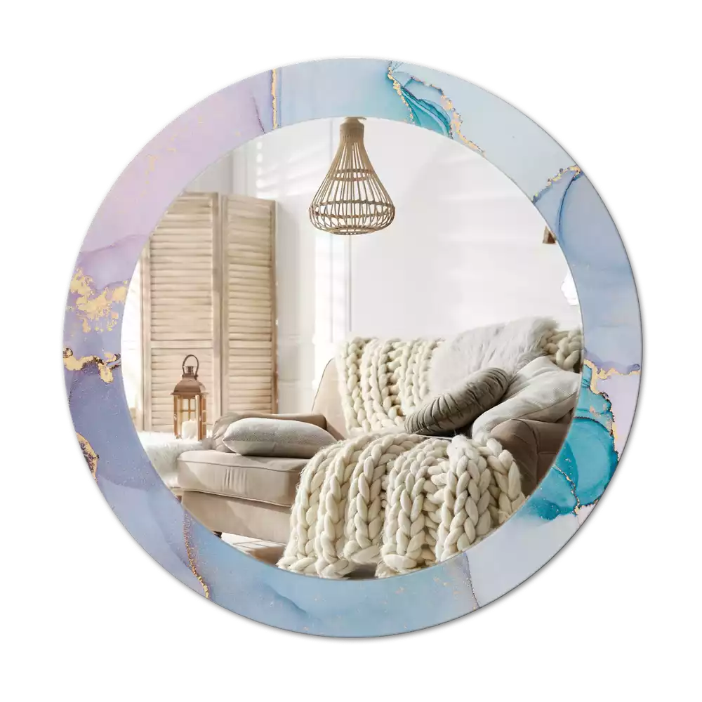 Okrúhle zrkadlo rám s potlačou Abstraktná tekutina