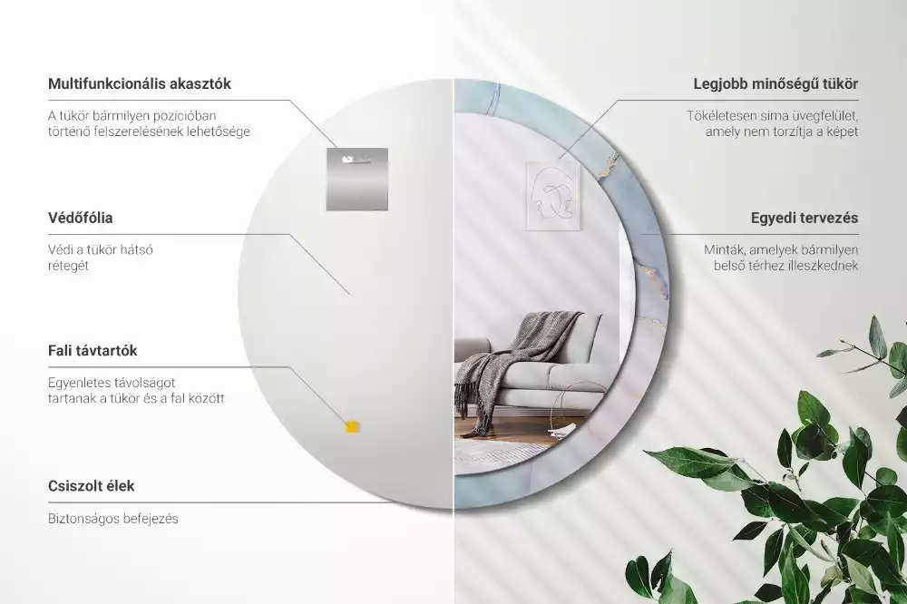 Okrúhle zrkadlo rám s potlačou Abstraktná tekutina