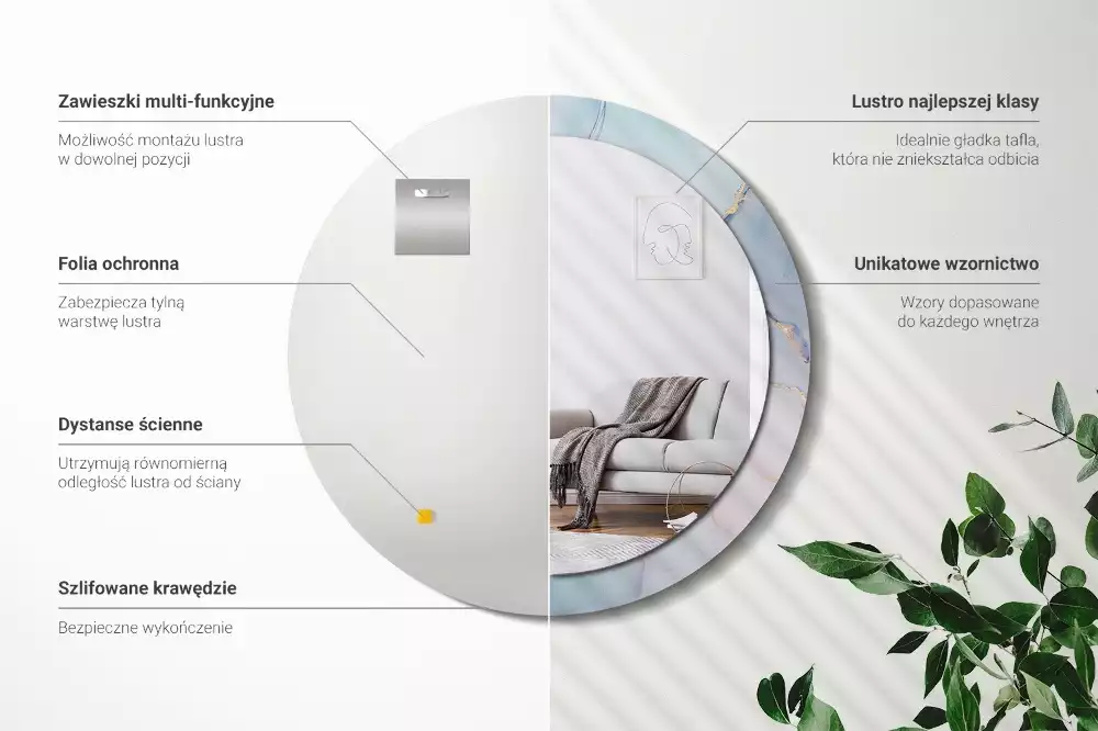 Okrúhle zrkadlo rám s potlačou Abstraktná tekutina