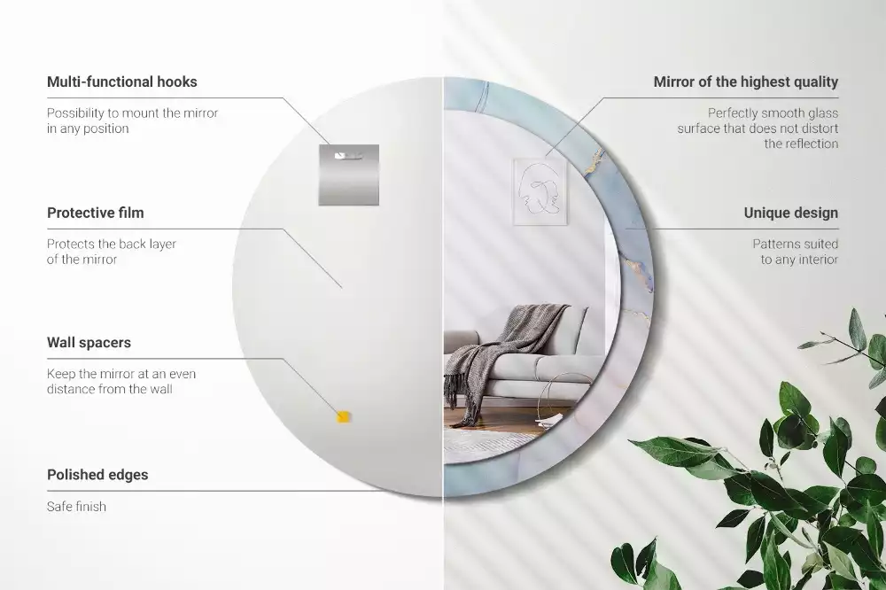 Okrúhle zrkadlo rám s potlačou Abstraktná tekutina