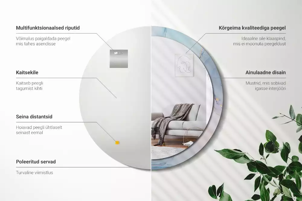 Okrúhle zrkadlo rám s potlačou Abstraktná tekutina