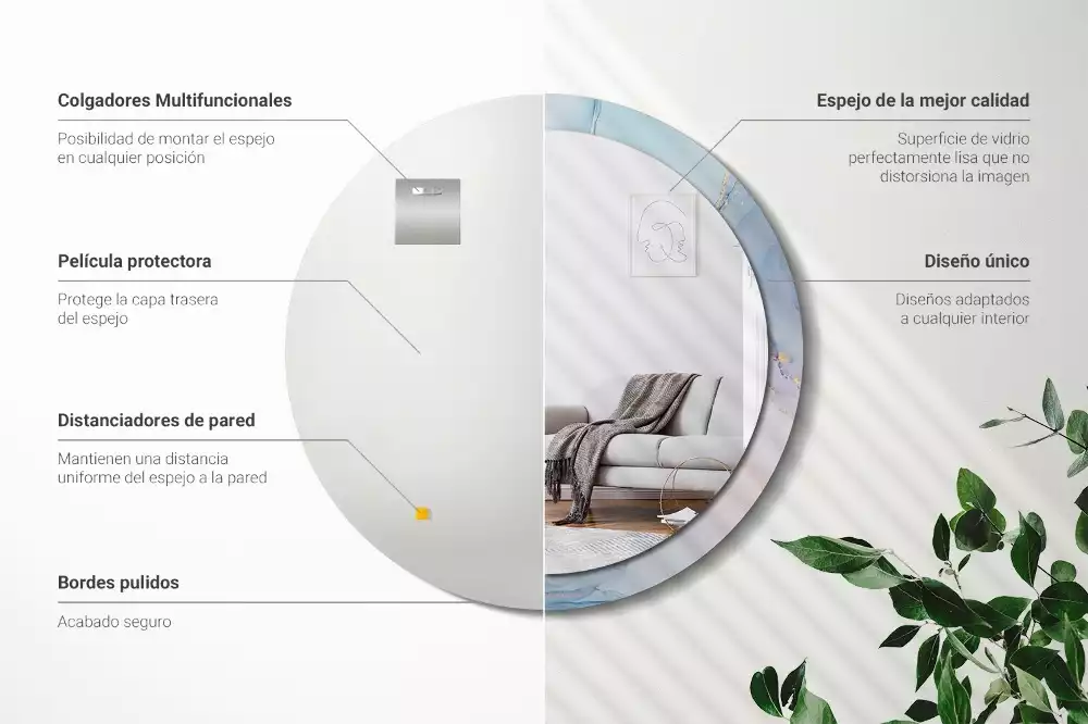 Okrúhle zrkadlo rám s potlačou Abstraktná tekutina