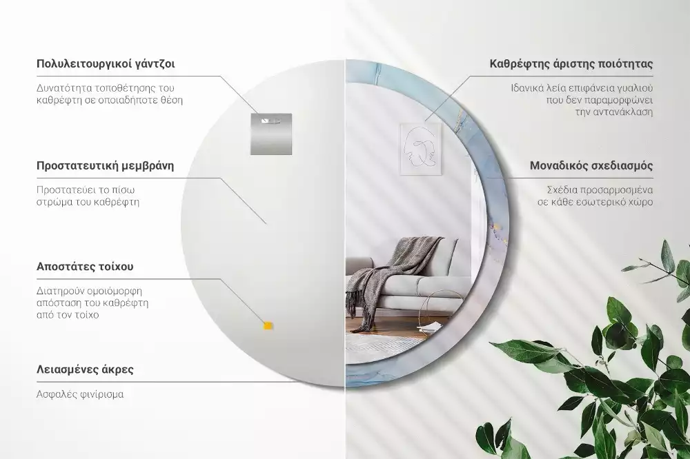 Okrúhle zrkadlo rám s potlačou Abstraktná tekutina