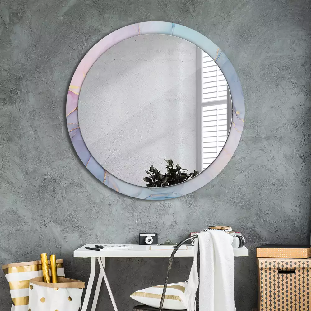 Okrúhle zrkadlo rám s potlačou Abstraktná tekutina