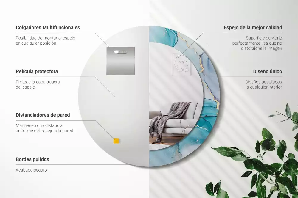 Okrúhle zrkadlo rám s potlačou Abstraktná tekutina