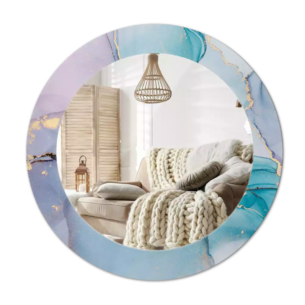 Okrúhle zrkadlo rám s potlačou Abstraktná tekutina