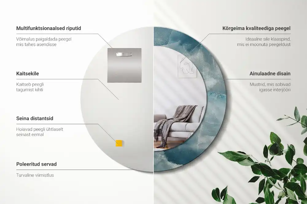 Okrúhle zrkadlo rám s potlačou Modrý ónyxový mramor