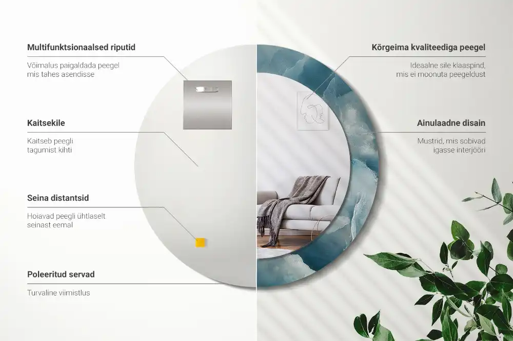 Okrúhle zrkadlo rám s potlačou Modrý ónyxový mramor