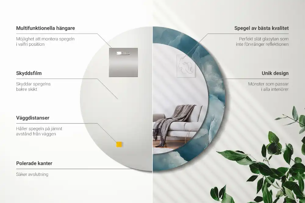 Okrúhle zrkadlo rám s potlačou Modrý ónyxový mramor