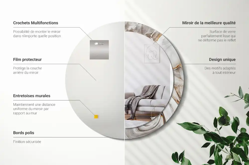 Okrúhle dekoračné zrkadlo na stenu Svetlý mramor