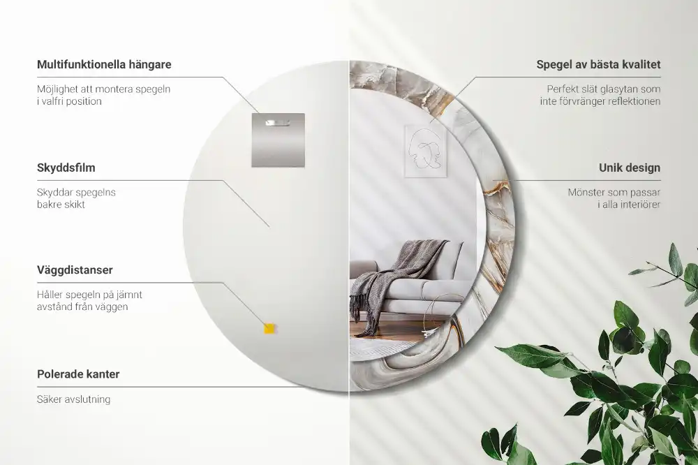 Okrúhle dekoračné zrkadlo na stenu Svetlý mramor