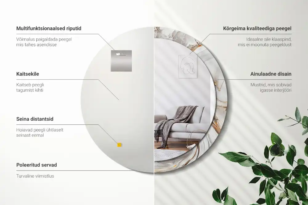 Okrúhle dekoračné zrkadlo na stenu Svetlý mramor