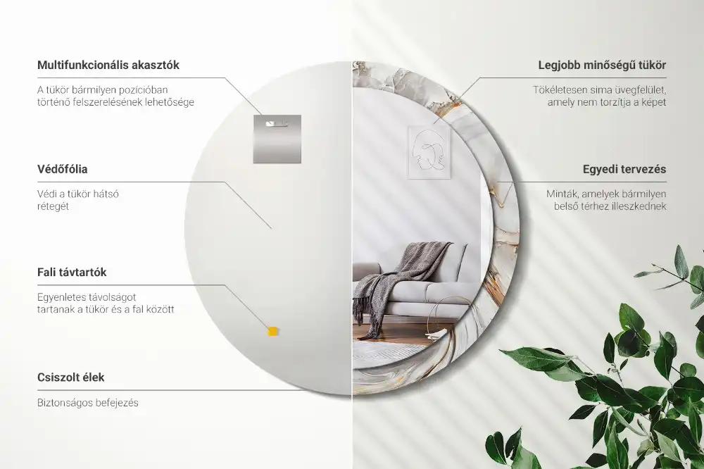 Okrúhle dekoračné zrkadlo na stenu Svetlý mramor