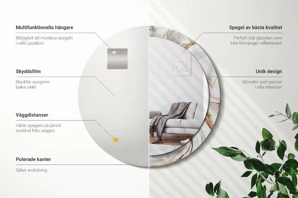 Okrúhle dekoračné zrkadlo na stenu Svetlý mramor