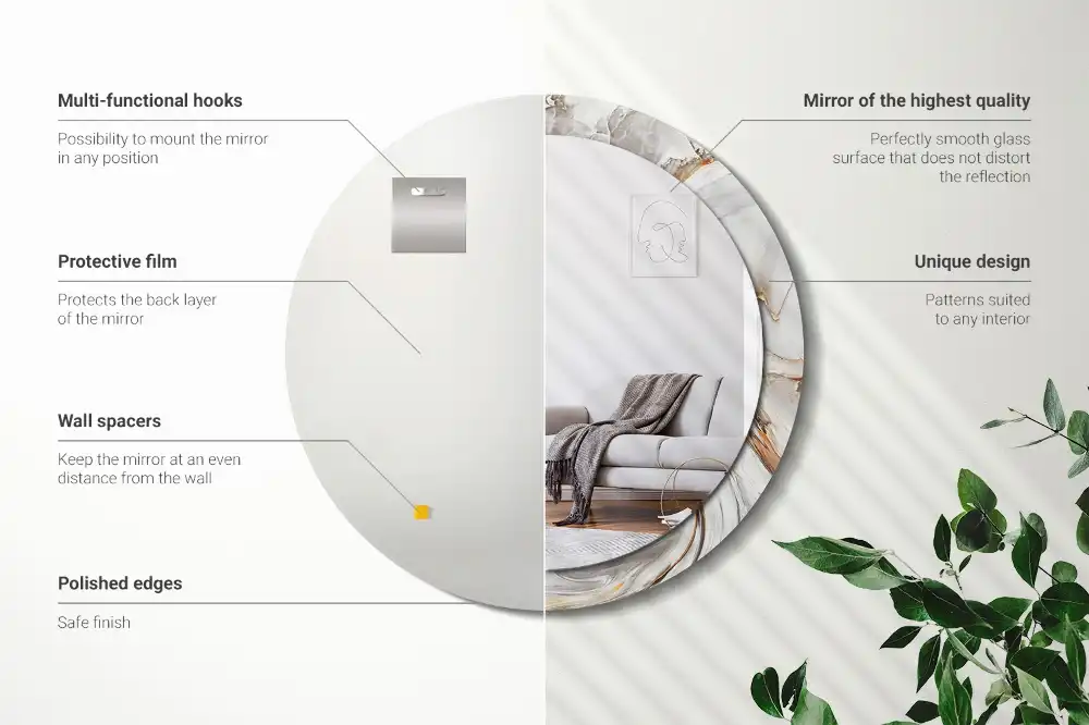 Okrúhle dekoračné zrkadlo na stenu Svetlý mramor