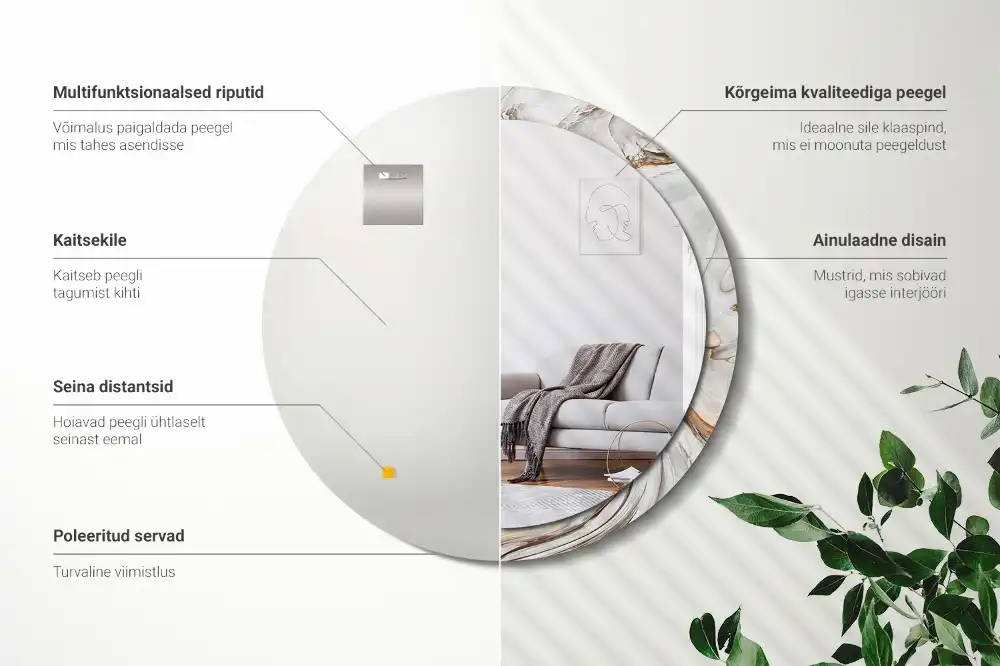 Okrúhle dekoračné zrkadlo na stenu Svetlý mramor