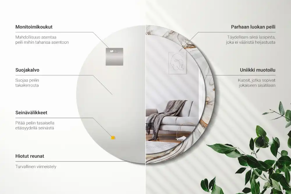 Okrúhle dekoračné zrkadlo na stenu Svetlý mramor