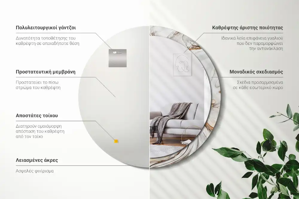 Okrúhle dekoračné zrkadlo na stenu Svetlý mramor