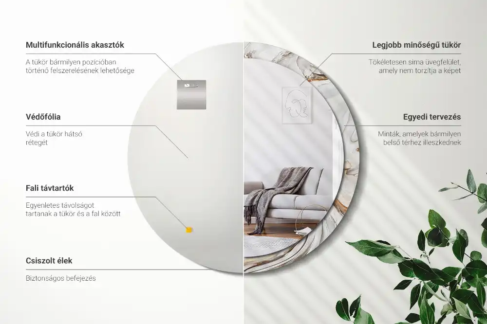 Okrúhle dekoračné zrkadlo na stenu Svetlý mramor