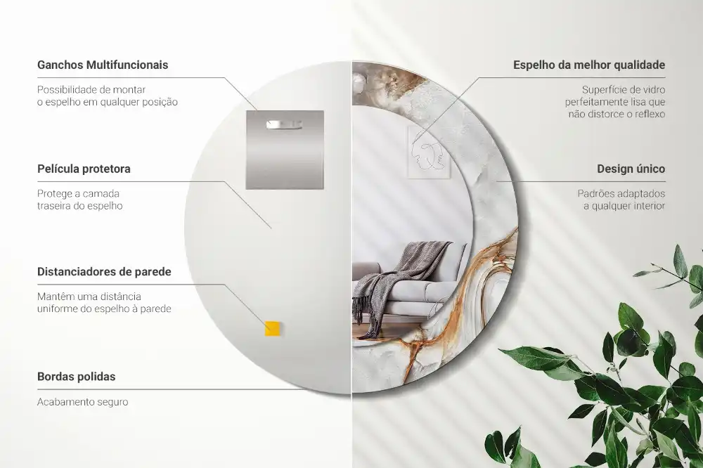 Okrúhle dekoračné zrkadlo na stenu Svetlý mramor