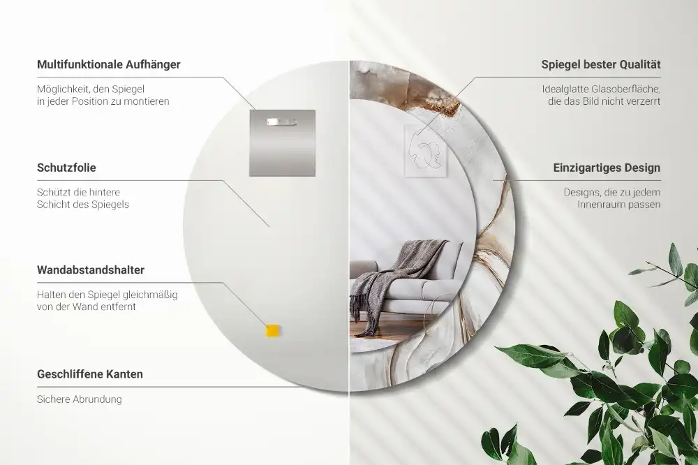 Okrúhle dekoračné zrkadlo na stenu Svetlý mramor