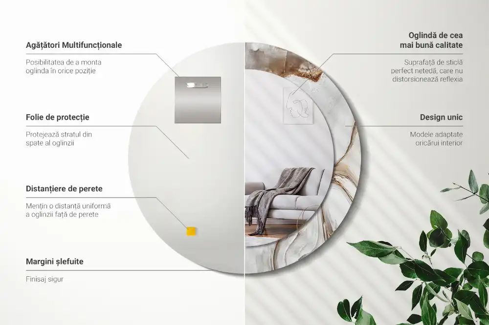 Okrúhle dekoračné zrkadlo na stenu Svetlý mramor