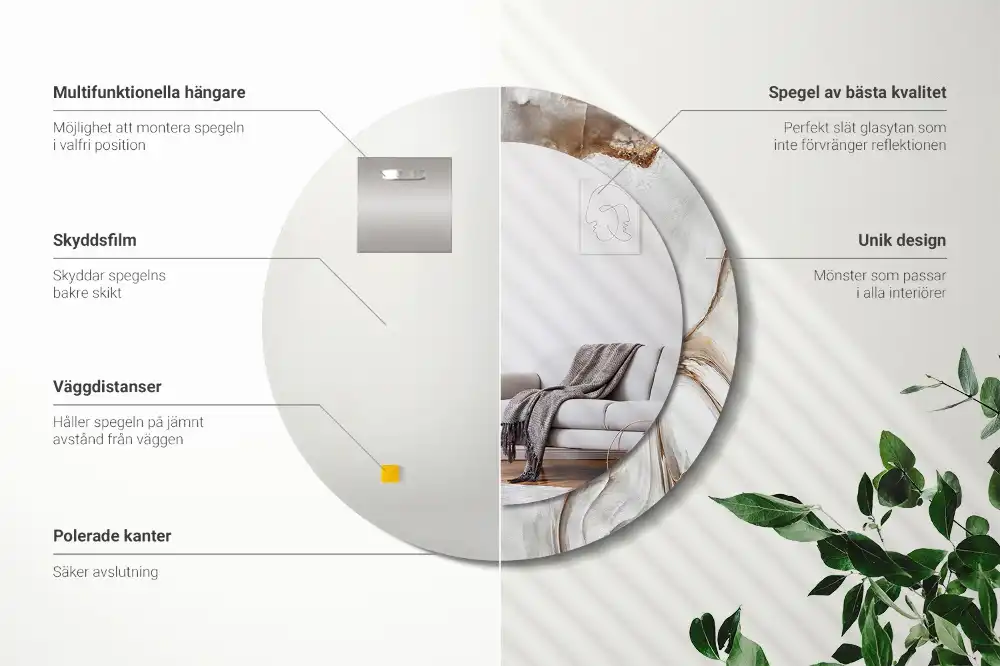 Okrúhle dekoračné zrkadlo na stenu Svetlý mramor