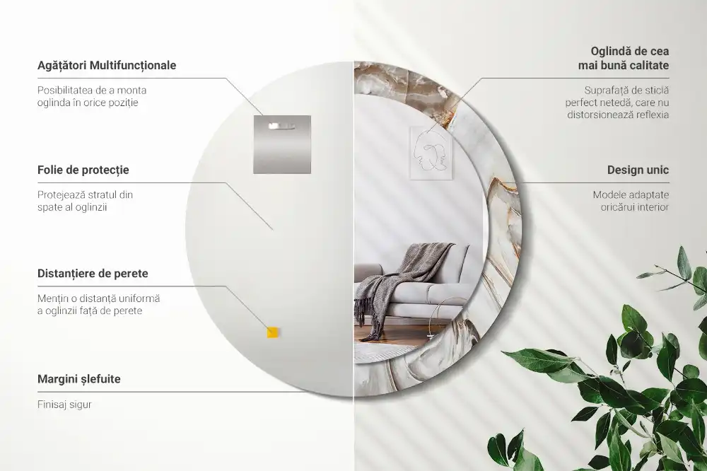 Okrúhle dekoračné zrkadlo na stenu Svetlý mramor