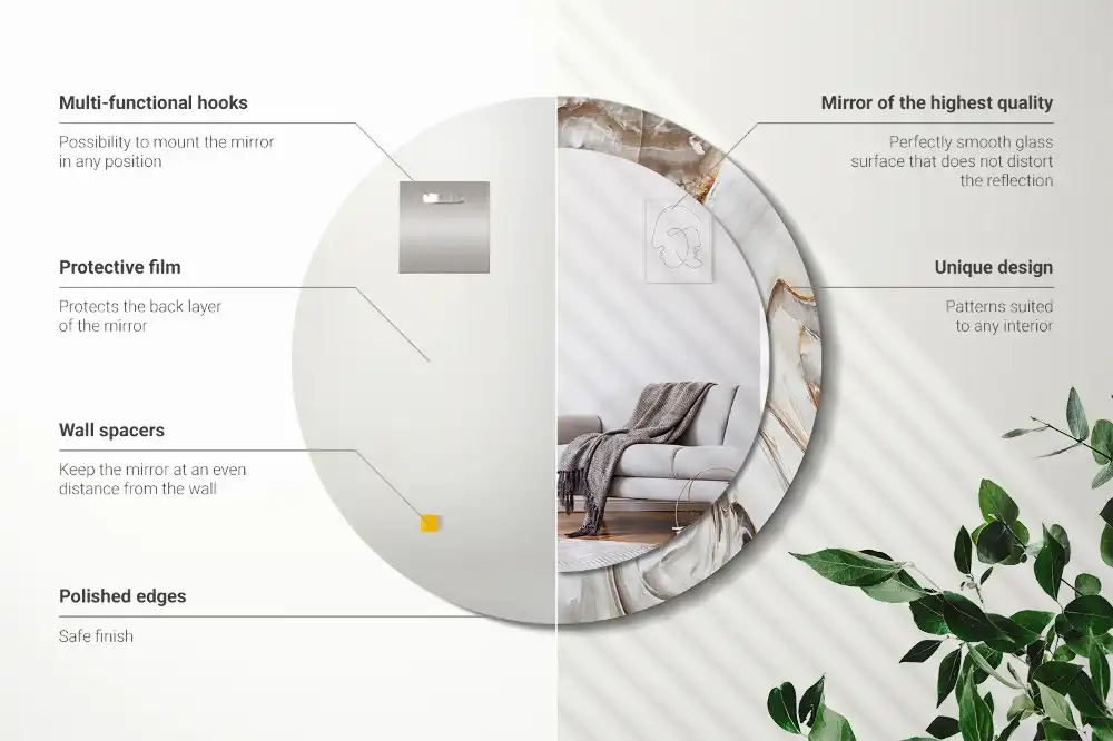 Okrúhle dekoračné zrkadlo na stenu Svetlý mramor