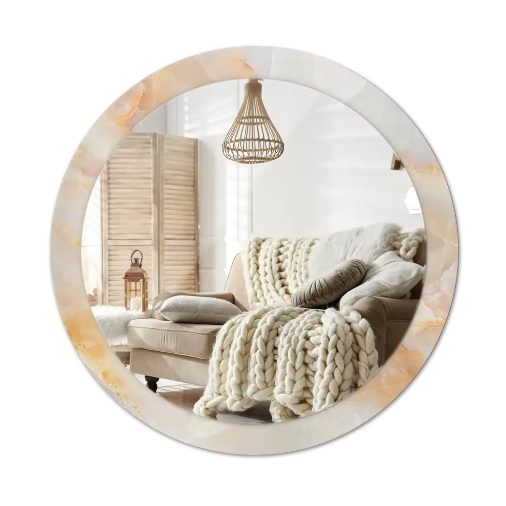 Okrúhle zrkadlo s potlačeným rámom Ónyxový mramor