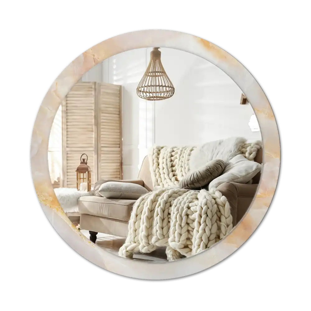Okrúhle zrkadlo s potlačeným rámom Ónyxový mramor
