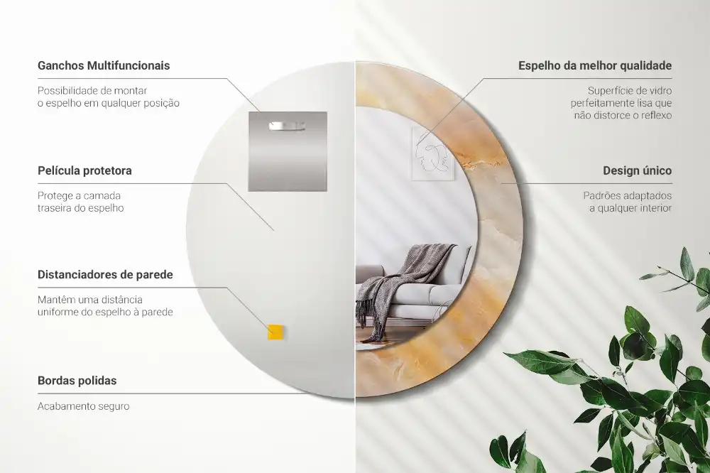 Okrúhle zrkadlo s potlačeným rámom Ónyxový mramor