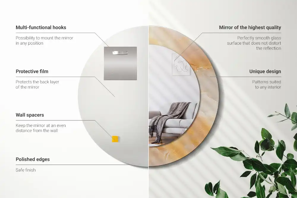 Okrúhle zrkadlo s potlačeným rámom Ónyxový mramor