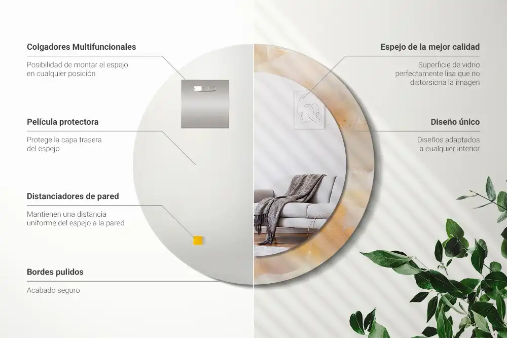 Okrúhle zrkadlo s potlačeným rámom Ónyxový mramor