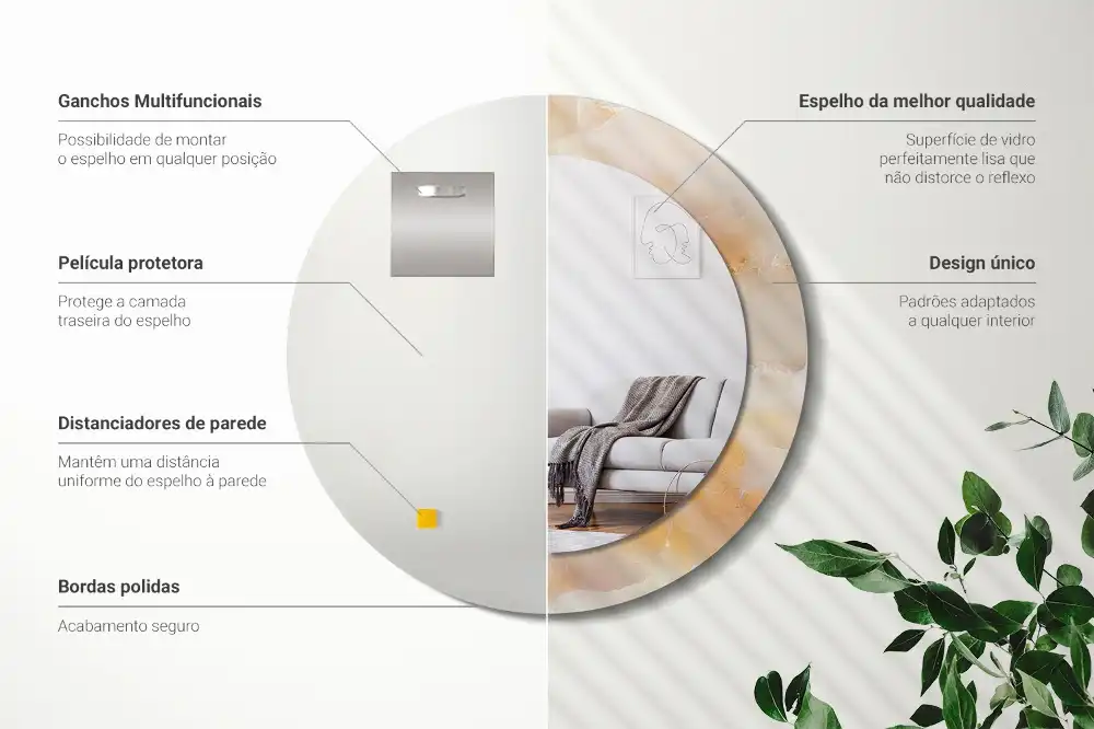 Okrúhle zrkadlo s potlačeným rámom Ónyxový mramor