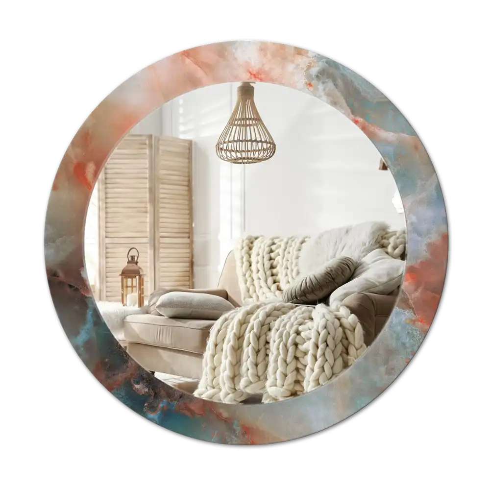 Okrúhle zrkadlo s potlačeným rámom Ónyxové mramory