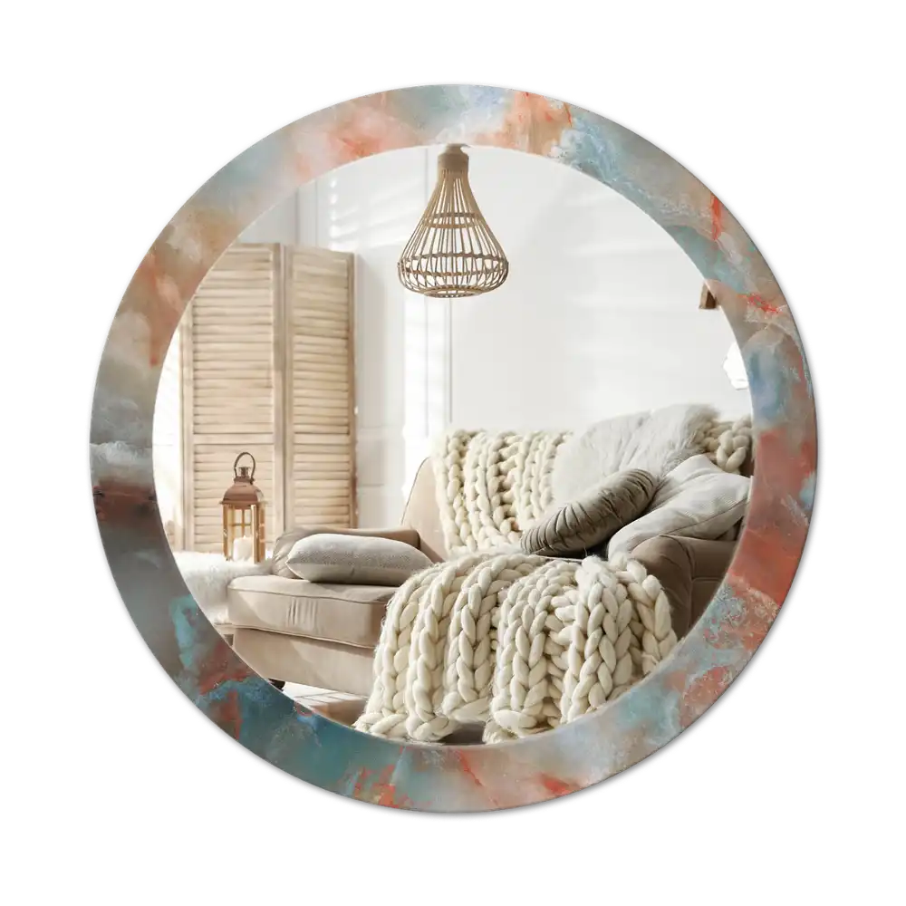 Okrúhle zrkadlo s potlačeným rámom Ónyxové mramory