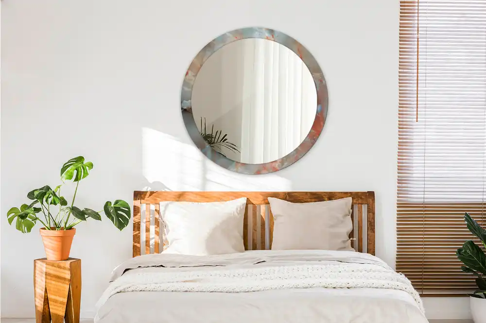 Okrúhle zrkadlo s potlačeným rámom Ónyxové mramory