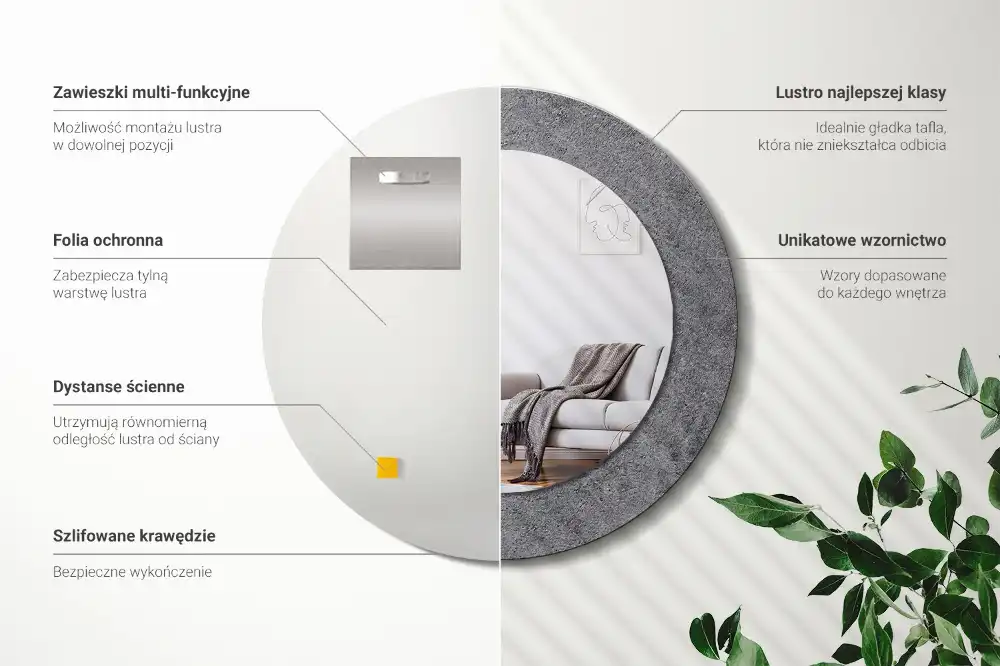 Okrúhle dekoračné zrkadlo na stenu Betónová textúra