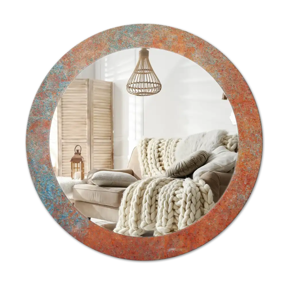 Okrúhle dekoračné zrkadlo na stenu Hrdzavý kov