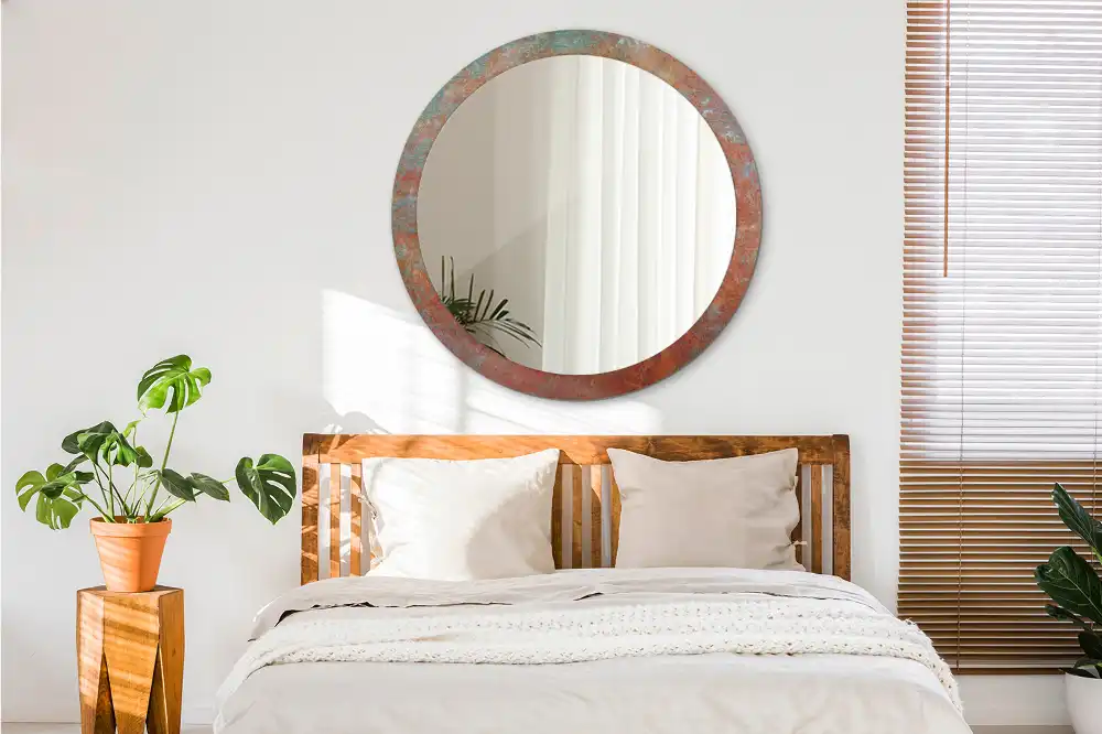 Okrúhle dekoračné zrkadlo na stenu Hrdzavý kov