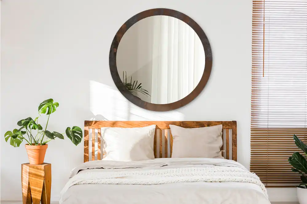 Okrúhle zrkadlo s potlačeným rámom Metalický rustikálny