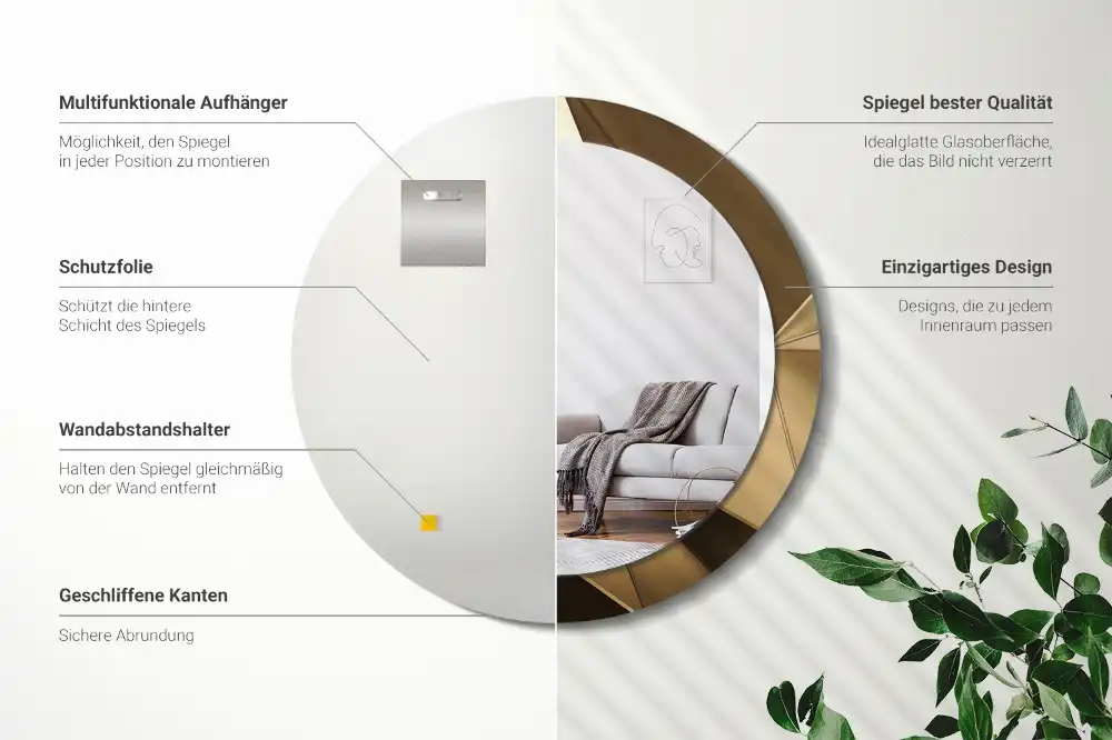 Okrúhle zrkadlo s potlačeným rámom Moderná abstrakcia